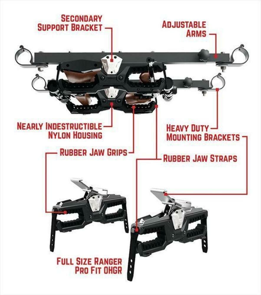 Seizmik Overhead Gun Rack 2 Gun Holder Polaris Ranger Honda Pioneer Yamaha 07300