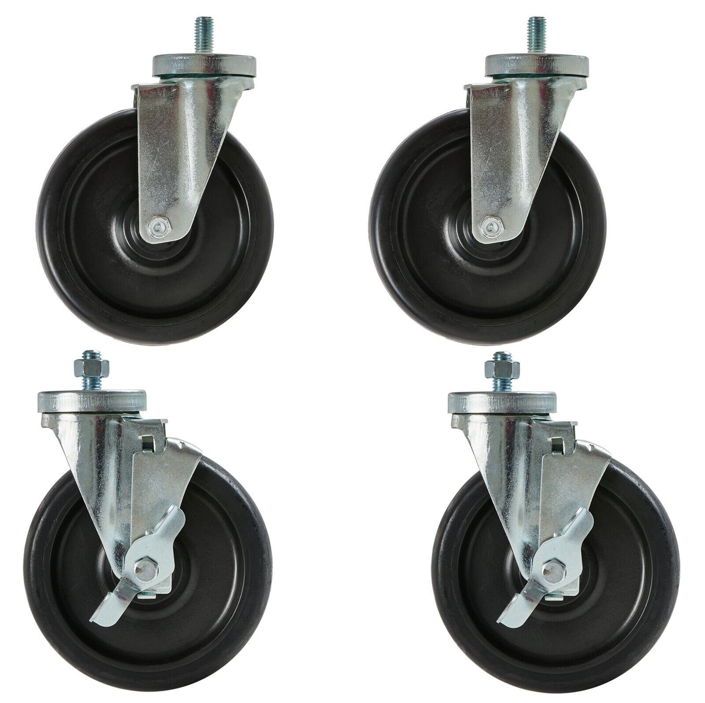 6" Caster Swivel Kit M12 X 1.75 bolt (2 Brake & 2 Non-Brake)