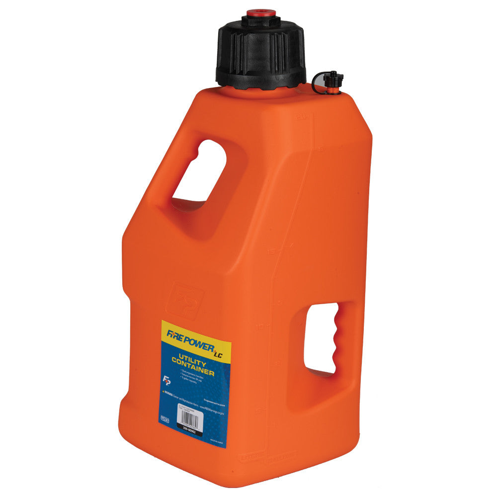 INS Firepower LC MX ATV UTV Utility 5 Gallon Fuel Gas Can Jug ORANGE w/ 12" HOSE - 300-00902