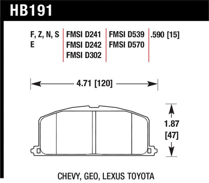 Hawk 87 Toyota Corolla FX16 HP+ Street Front Brake Pads