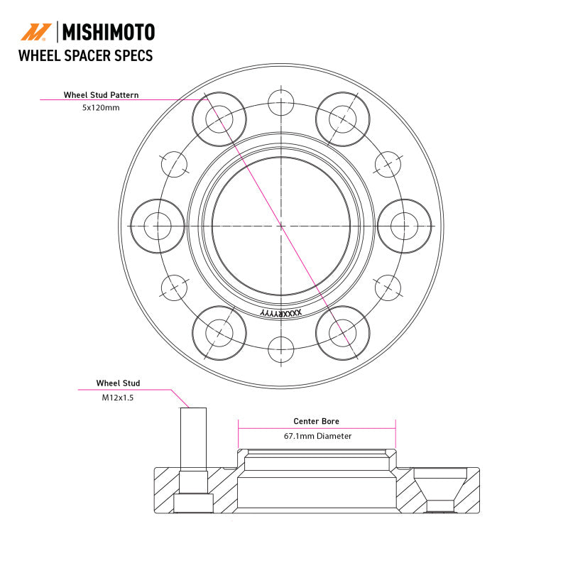 Mishimoto Wheel Spacers - 5x120 - 67.1 - 15 - M14 - Black