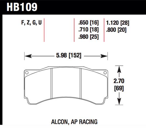 Hawk AP Racing Alcon DTC-60 Race Brake Pads