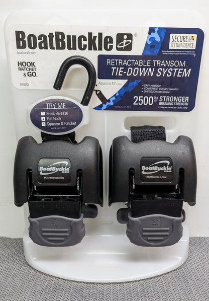 BoatBuckle F08893 Retractable Transom Tie-Down - 2" Web (Pair)