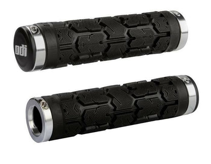 ODI ROGUE NO FLANGE LOCK-ON GRIPS BLACK/SILVER 130MM - L31RGB-S