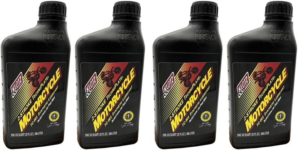 INSTOCK Klotz KL-302 4 PACK Motorcycle TechniPlate Synthetic 2-Stroke Pre-Mix / Injector Oil, 1 Quart