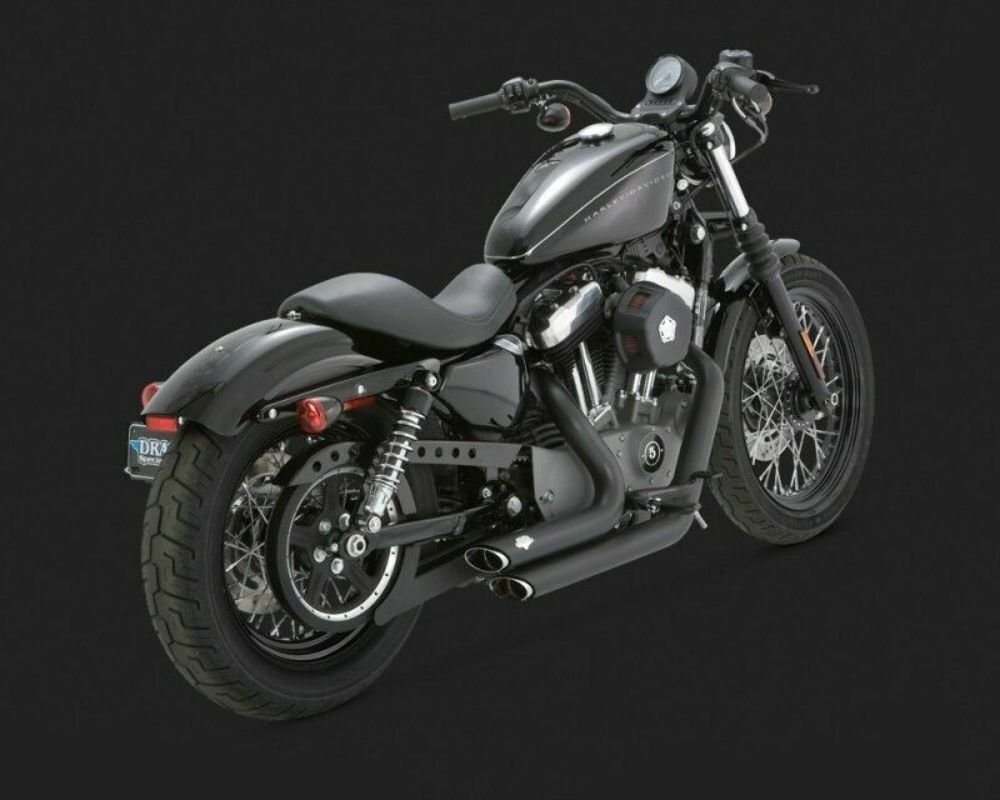 Vance & Hines Exhaust Shortshots Staggered Black 2004-2013 Sportster XL Harley - 47219