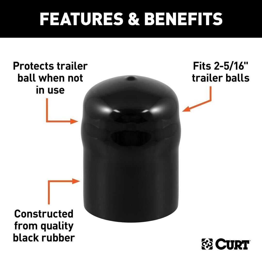 INSTOCK CURT 21811 Trailer Ball Cover (Fits 2-5/16" Balls, Black Rubber, Packaged)