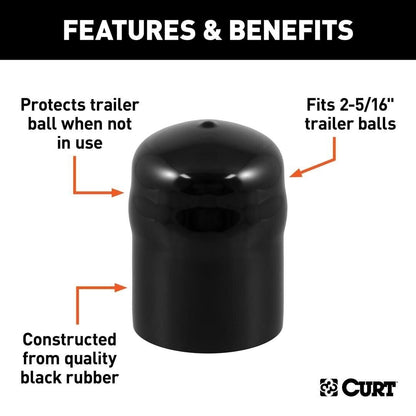 INSTOCK CURT 21811 Trailer Ball Cover (Fits 2-5/16" Balls, Black Rubber, Packaged)