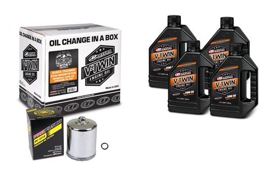 MAXIMA LUBRICANTSV-TWIN QUICK CHANGE KIT MINERAL W/ CHROME FILTER, EVO/SPORTSTE 90-069014C