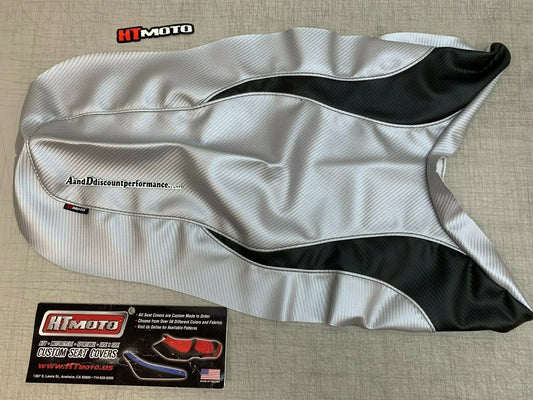 INSTOCK HT MOTO SEAT COVER SILVER AND BLACK CARBON FIBER CBR 600 F4/F4I SB-H023