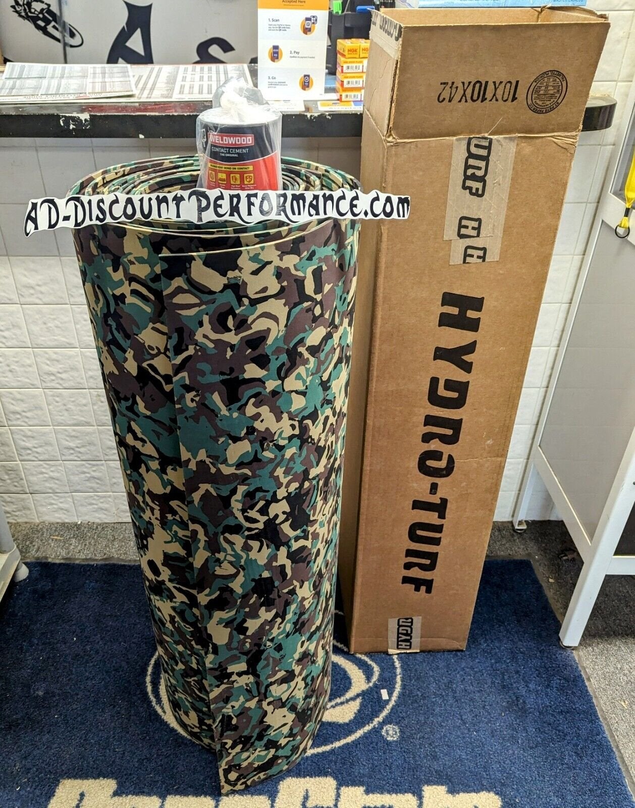 INSTOCK Hydro-Turf Sheet 40X62 GREEN CAMO CUT GROOVE PWC SHT40CG W/ GLUE FREE